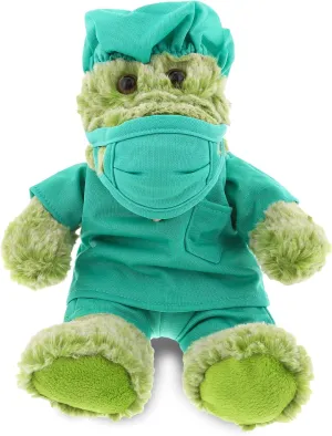 DolliBu Sitting Alligator Doctor Plush Toy - Super Soft Alligator Doctor Stuffed Animal Dress Up with Cute Scrub Uniform & Cap Outfit - Gift with Personalization - 8" Inches