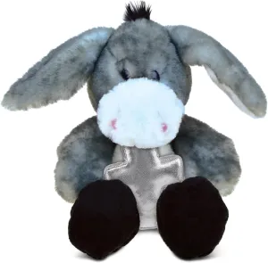 DolliBu Sitting Grey Donkey Stuffed Animal with Silver Cross Plush – Religious Baptism Gifts for Boys and Girls, Dedication Christening Gifts Plush Prayer Toy Healing Stuffed Animal - 9 Inches