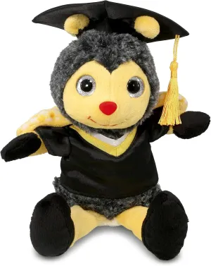 DolliBu Sitting Honeybee Graduation Plush Toy - Super Soft Graduation Stuffed Animal Dress Up with Gown and Cap with Tassel Outfit - Cute Congratulatory Gift - 7 Inches