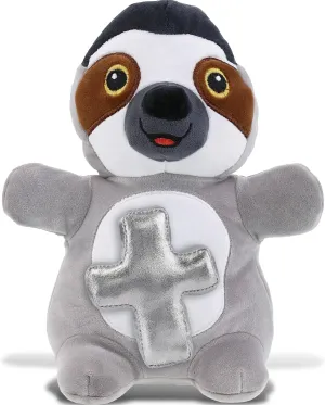 DolliBu Standing Sloth Stuffed Animal with Silver Cross and Personalization - Religious Baptism Gifts for Boys and Girls, Dedication Christening Gifts Plush Prayer Toy Healing Teddy Bear - 10 Inches