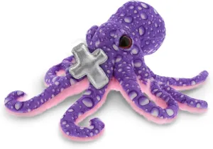 DolliBu Wild Collection Purple Octopus Stuffed Animal with Silver Cross Plush - Religious Baptism Gift for Boys and Girls, Dedication Christening Plush Prayer Toy Healing Teddy Bear - 12 Inches