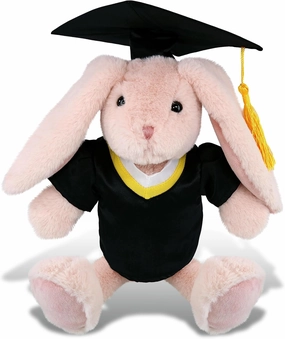 DolliBu Baby Pink Rabbit Graduation Plush Toy - Soft Huggable Graduation Stuffed Animal Dress Up Gown and Cap with Tassel Outfit with Personalization - 8 Inches