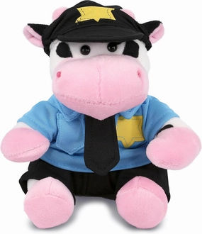 DolliBu Cow Police Officer Plush Toy - Super Soft Cow Cop Stuffed Animal Dress Up with Cute Cop Uniform & Cap Outfit - Fluffy Policeman Toy Plush Gift with Personalization - 6 Inches