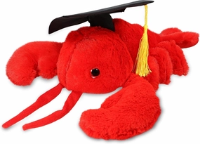 DolliBu Elegant Red Lobster Graduation Plush Toy - Super Soft Graduation Stuffed Animal Dress Up with Graduation Cap with Tassel Outfit - Congratulatory Graduation Gift - 13 Inches