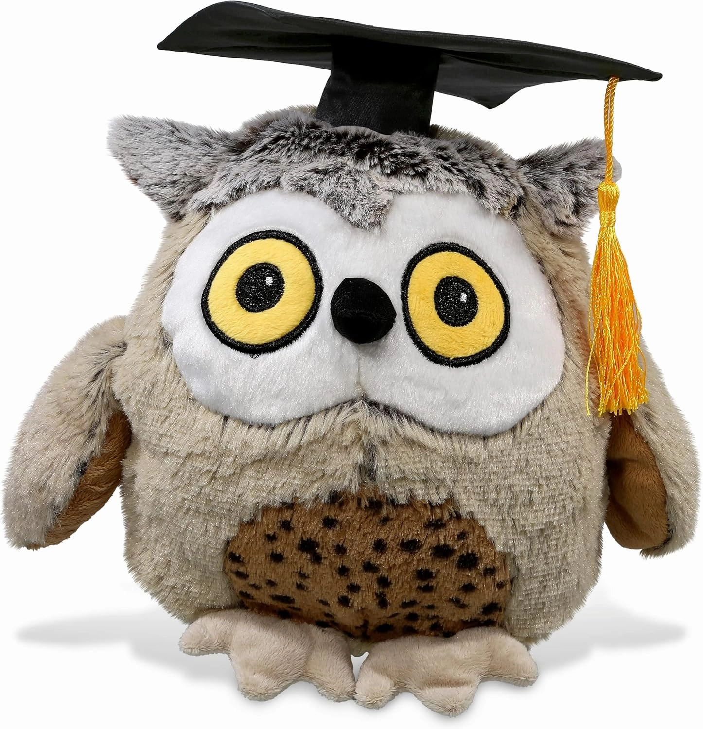 DolliBu Fat Brown Owl Graduation Plush Toy - Super Soft Plush Graduation Stuffed Animal Dress Up with Graduation Cap with Tassel Outfit - Gift with Personalization - 10 Inch