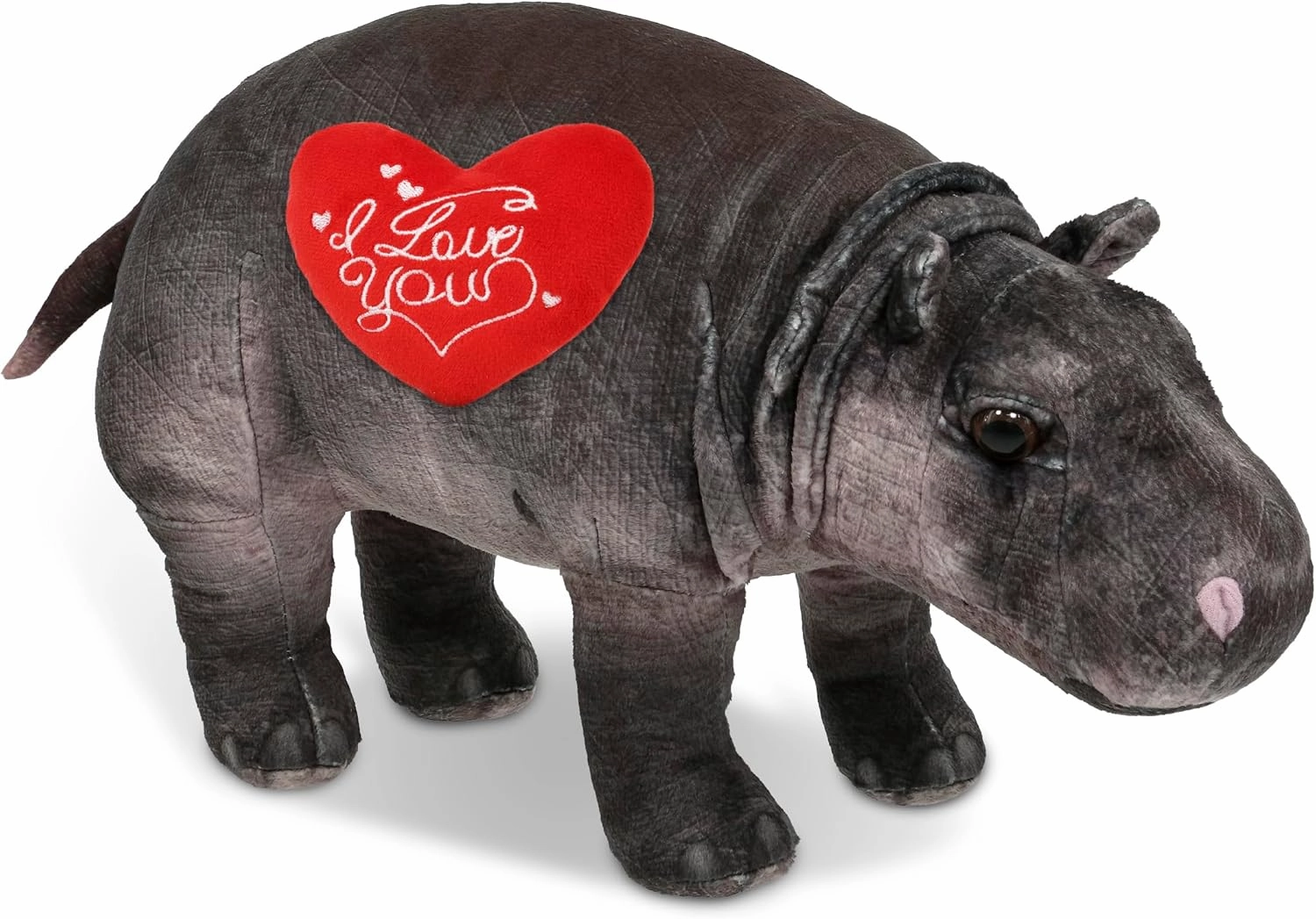 DolliBu I Love You Valentine Plush Wild Collection Hippo - Cute Stuffed Animal with Red Heart and Name Personalization Gift for Valentines Day, Birthday, Anniversary, Romantic Date - 13 Inches