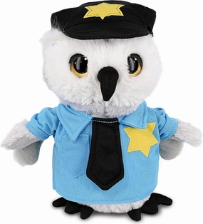 DolliBu Owl Police Officer Plush Toy - Super Soft Owl Cop Stuffed Animal Dress Up with Cute Cop Uniform & Cap Outfit - Fluffy Policeman Toy Plush Gift with Personalization - 8.5 Inches