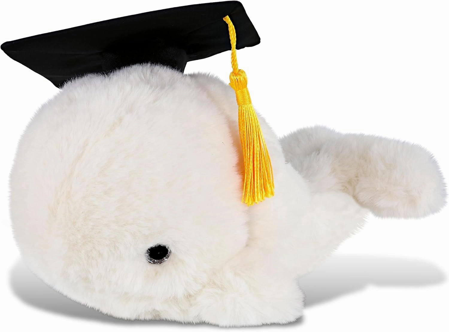 DolliBu White Whale Small Graduation Plush Toy - Super Soft Plush Graduation Stuffed Animal Dress Up with Graduation Cap with Tassel - Gift with Personalization - 7 Inches