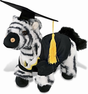 DolliBu Zebra Graduation Plush Toy - Super Soft Zebra Plush Graduation Stuffed Animal Dress Up with Gown & Cap with Tassel Outfit - Gift with Personalization - 9 Inches