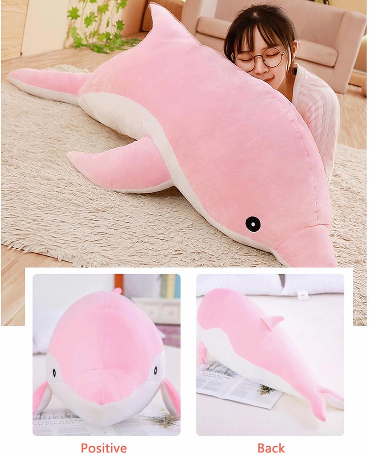 Dolphin Stuffed Animals Giant Dolphin Plush Pillow Super Soft Sea Animal Plush Toys Dolls Sleeping Cushion for Boys Girls Gifts 39.4IN