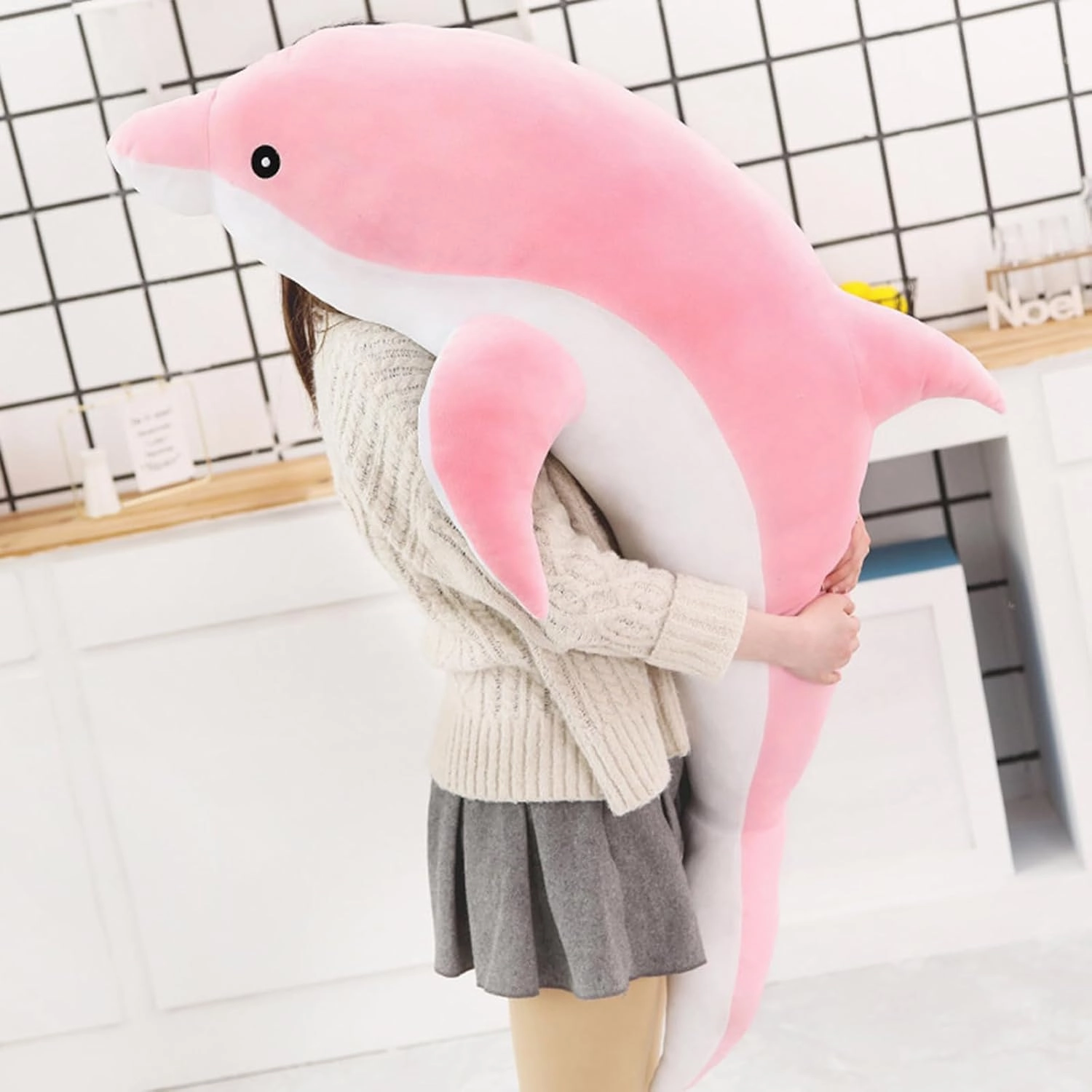 Dolphin Stuffed Animals Giant Dolphin Plush Pillow Super Soft Sea Animal Plush Toys Dolls Sleeping Cushion for Boys Girls Gifts 39.4IN
