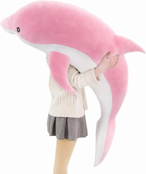 Dolphin Stuffed Animals Giant Dolphin Plush Pillow Super Soft Sea Animal Plush Toys Dolls Sleeping Cushion for Boys Girls Gifts 39.4IN