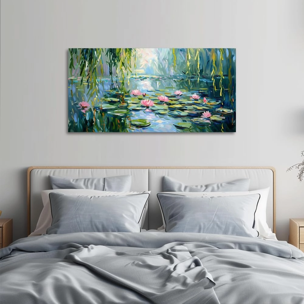 DONGYOUJI Claude Monet Canvas Wall Art, Water Lilies Classic Artwork Picture, Famous Paintings, Impressionist Style Art Print for Home Office Decor 20x40inch
