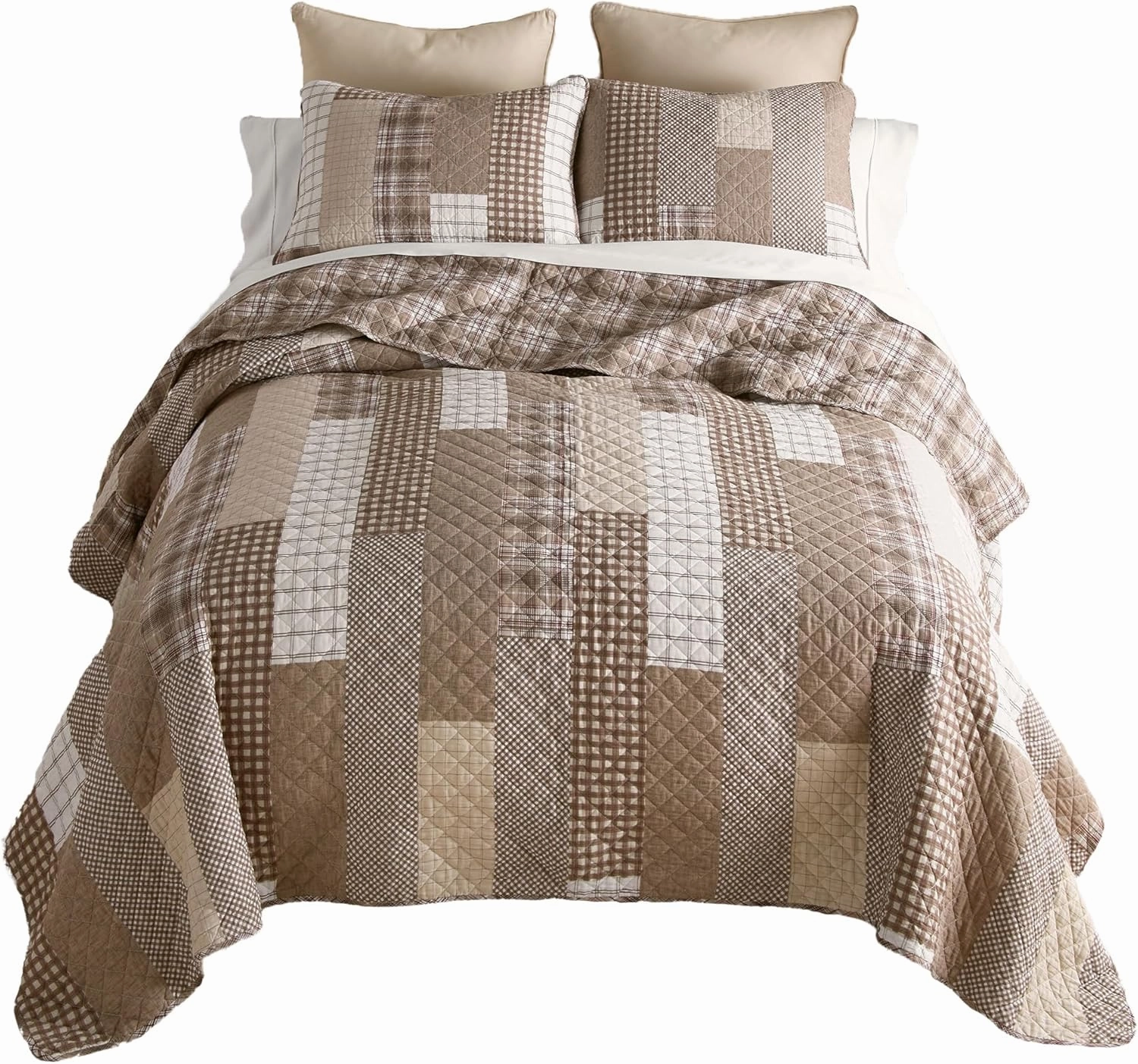 Donna Sharp King Bedding Set - 3 Piece - Highland Plaid Lodge Quilt Set with King Quilt and Two King Pillow Shams - Cotton - Machine Washable