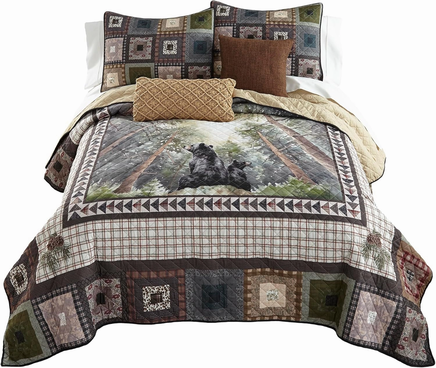 Donna Sharp Queen Bedding Set - 3 Piece - Looking Up Quilt Set with Quilt and Two Pillow Shams - Machine Washable