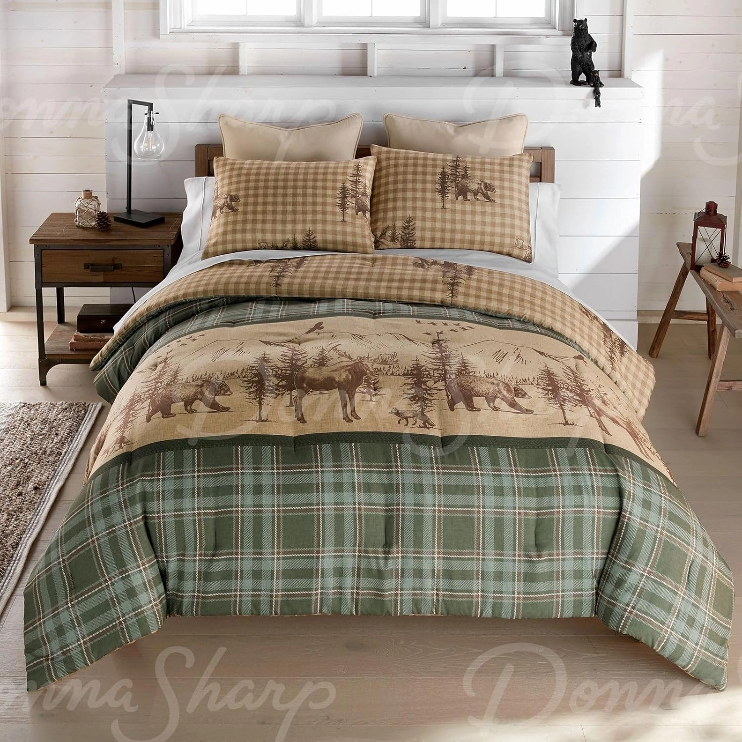 Donna Sharp Spruce Trail Comforter Bedding Set - 3-Piece Queen Size Reversible Comforter Set - Includes 1 Plush Comforter and 2 Pillowcases - Machine Washable