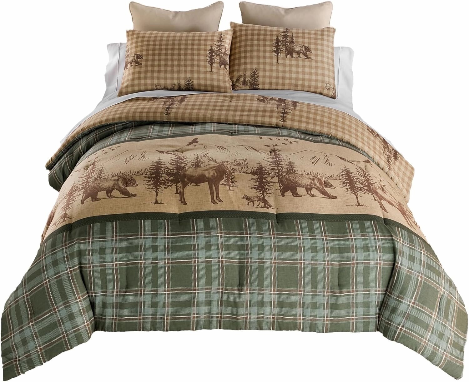 Donna Sharp Spruce Trail Comforter Bedding Set - 3-Piece Queen Size Reversible Comforter Set - Includes 1 Plush Comforter and 2 Pillowcases - Machine Washable