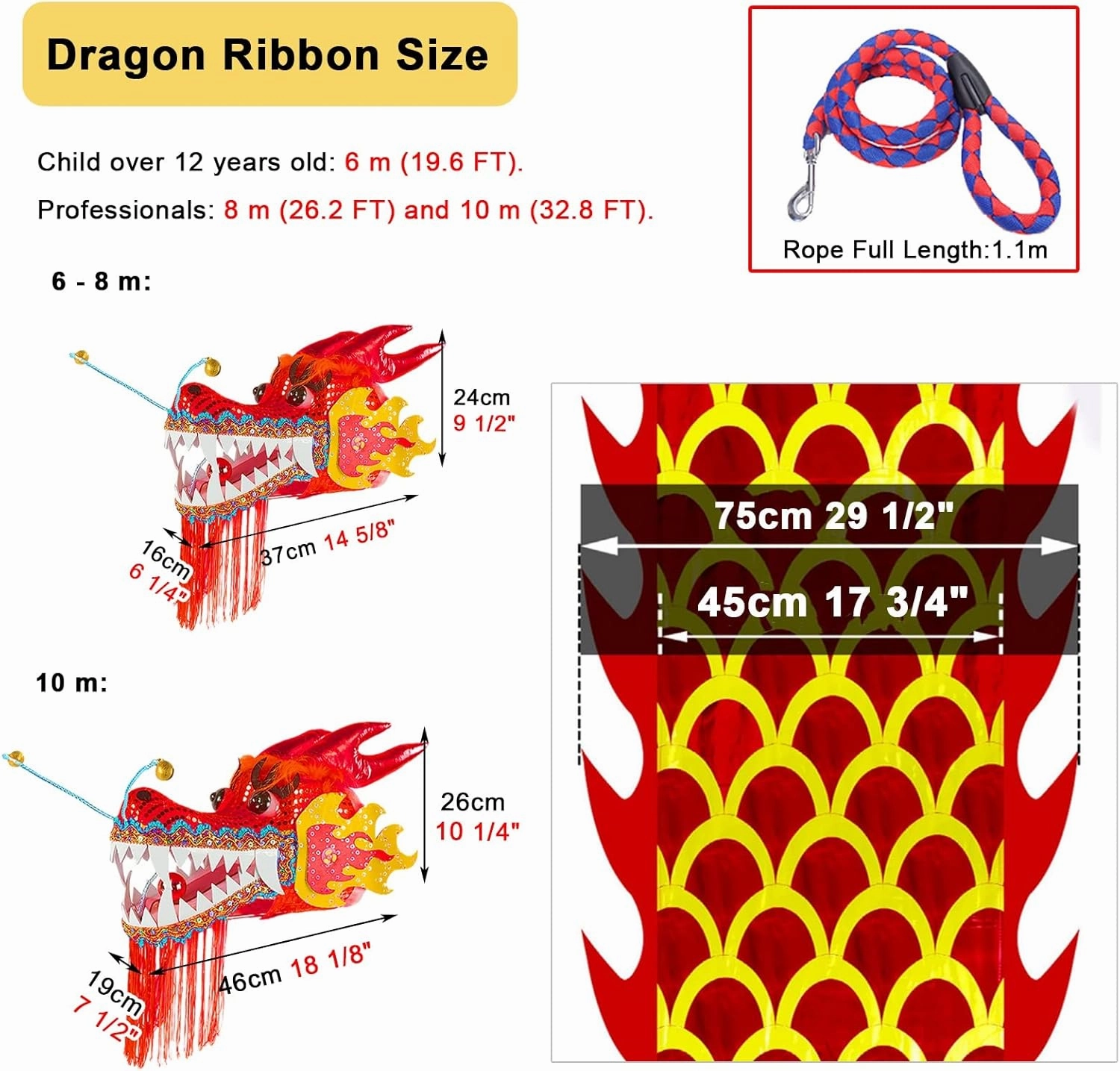 Dragon Dance Ribbon - Green Rhythmic Dragon Poi Set, Fluid Ribbon Dancer for Sports Fitness, Outdoor Rotating Streamers Set for Festival Atmosphere(8m/26ft)