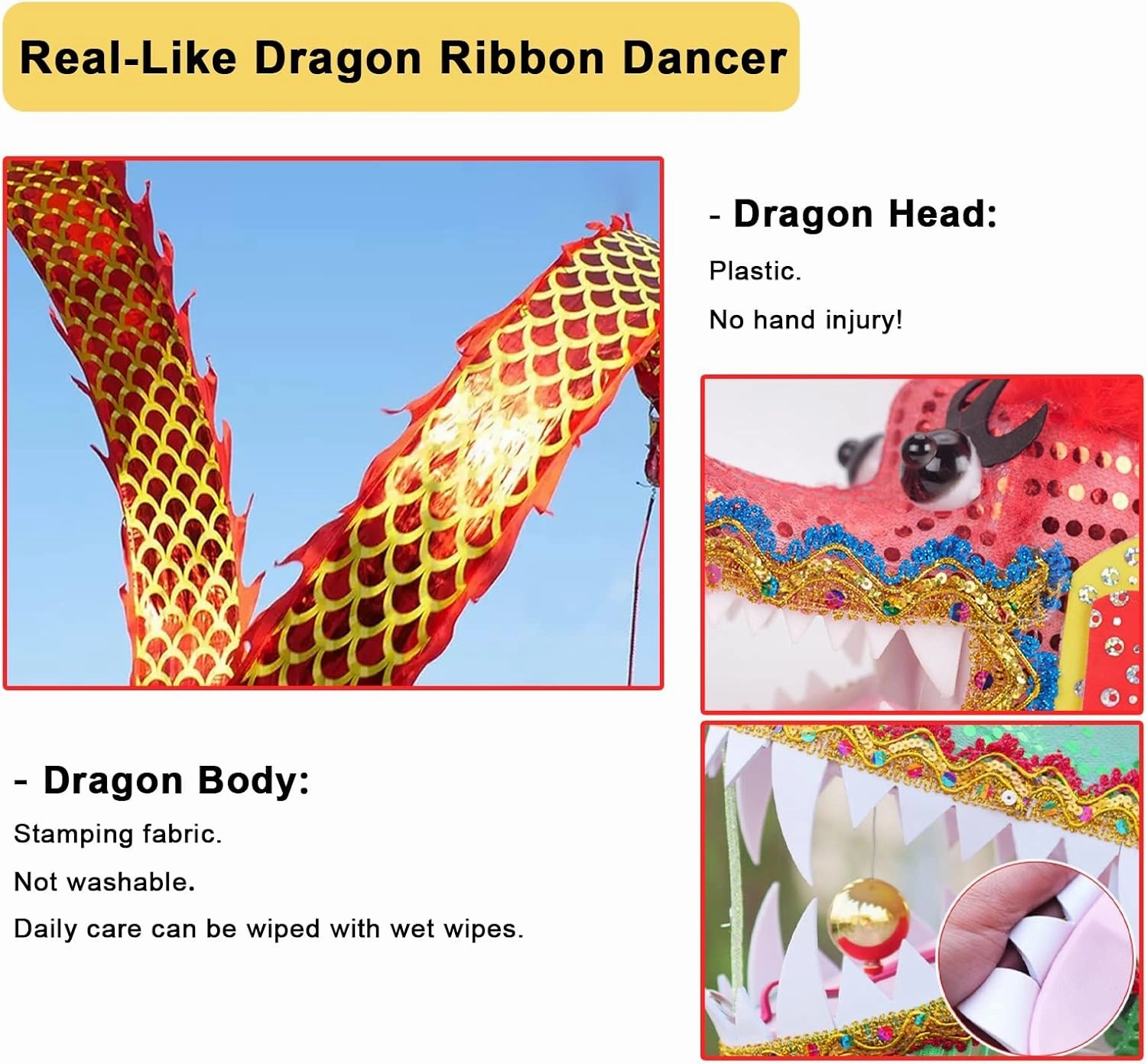 Dragon Dance Ribbon - Green Rhythmic Dragon Poi Set, Fluid Ribbon Dancer for Sports Fitness, Outdoor Rotating Streamers Set for Festival Atmosphere(8m/26ft)