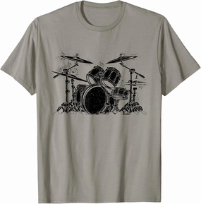 Drummer Retro Vintage Drum Set Drumset Drummers Men Drumming T-Shirt