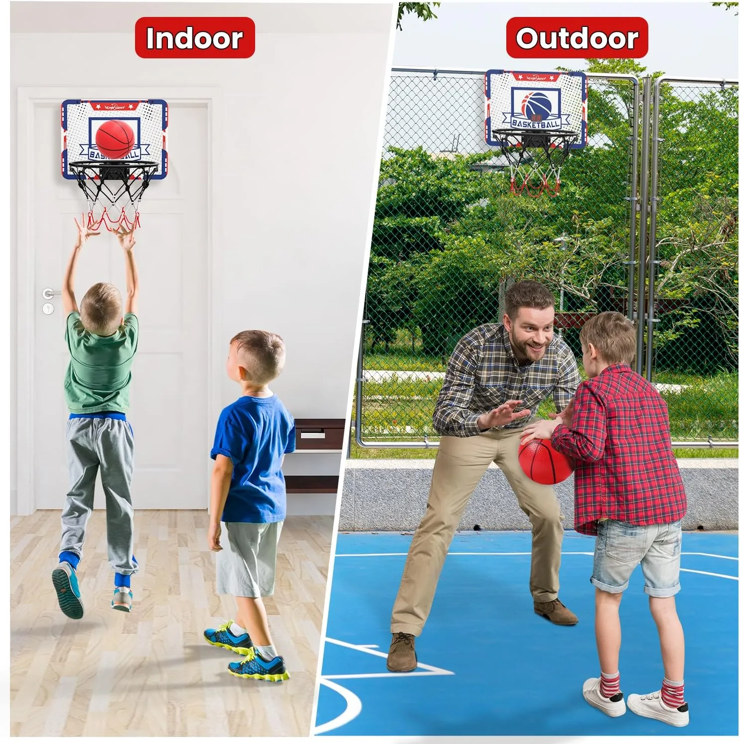 EagleStone Kids Indoor Basketball Hoop, 4 Balls Mini Basketball Toy for Toddlers, with Electronic Scoreboard Over The Door Room Wall Basketball Hoop Goal Boys Girls Gift for Age 3 4 5 6 7 8 9 10