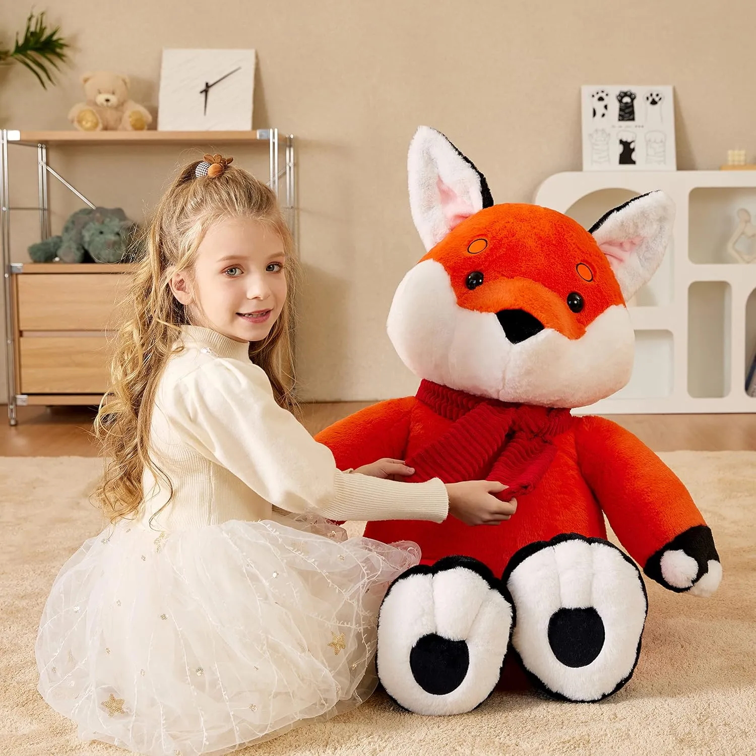 EARTHSOUND Giant Fox Stuffed Animal Plush Toy,Large Realistic Jumbo Big Size Soft Toys,Cute Huge Fluffy Plushy Oversized Fat Plushie,Gifts for Kid