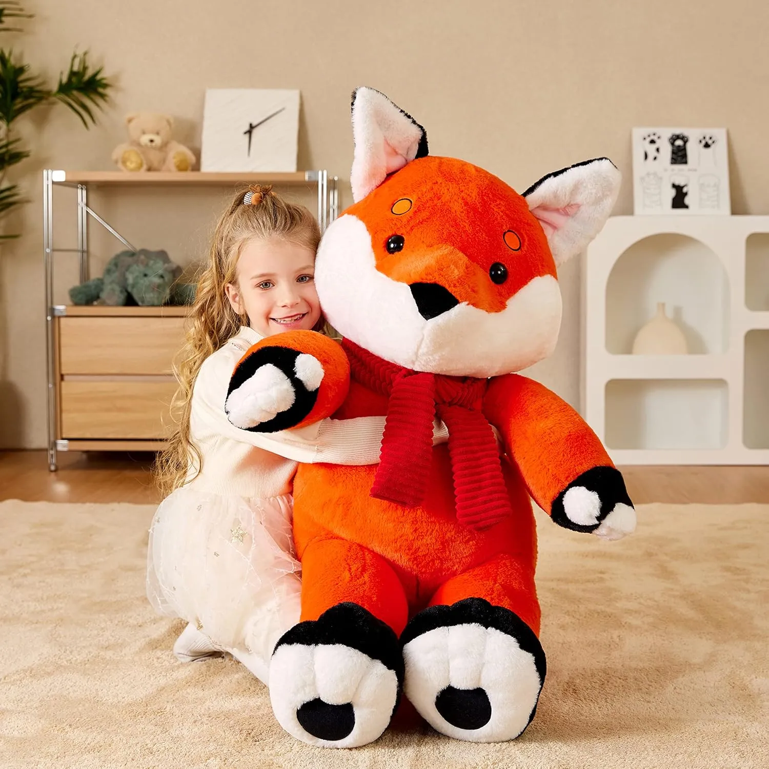 EARTHSOUND Giant Fox Stuffed Animal Plush Toy,Large Realistic Jumbo Big Size Soft Toys,Cute Huge Fluffy Plushy Oversized Fat Plushie,Gifts for Kid