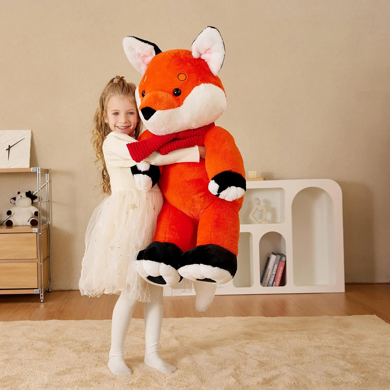 EARTHSOUND Giant Fox Stuffed Animal Plush Toy,Large Realistic Jumbo Big Size Soft Toys,Cute Huge Fluffy Plushy Oversized Fat Plushie,Gifts for Kid