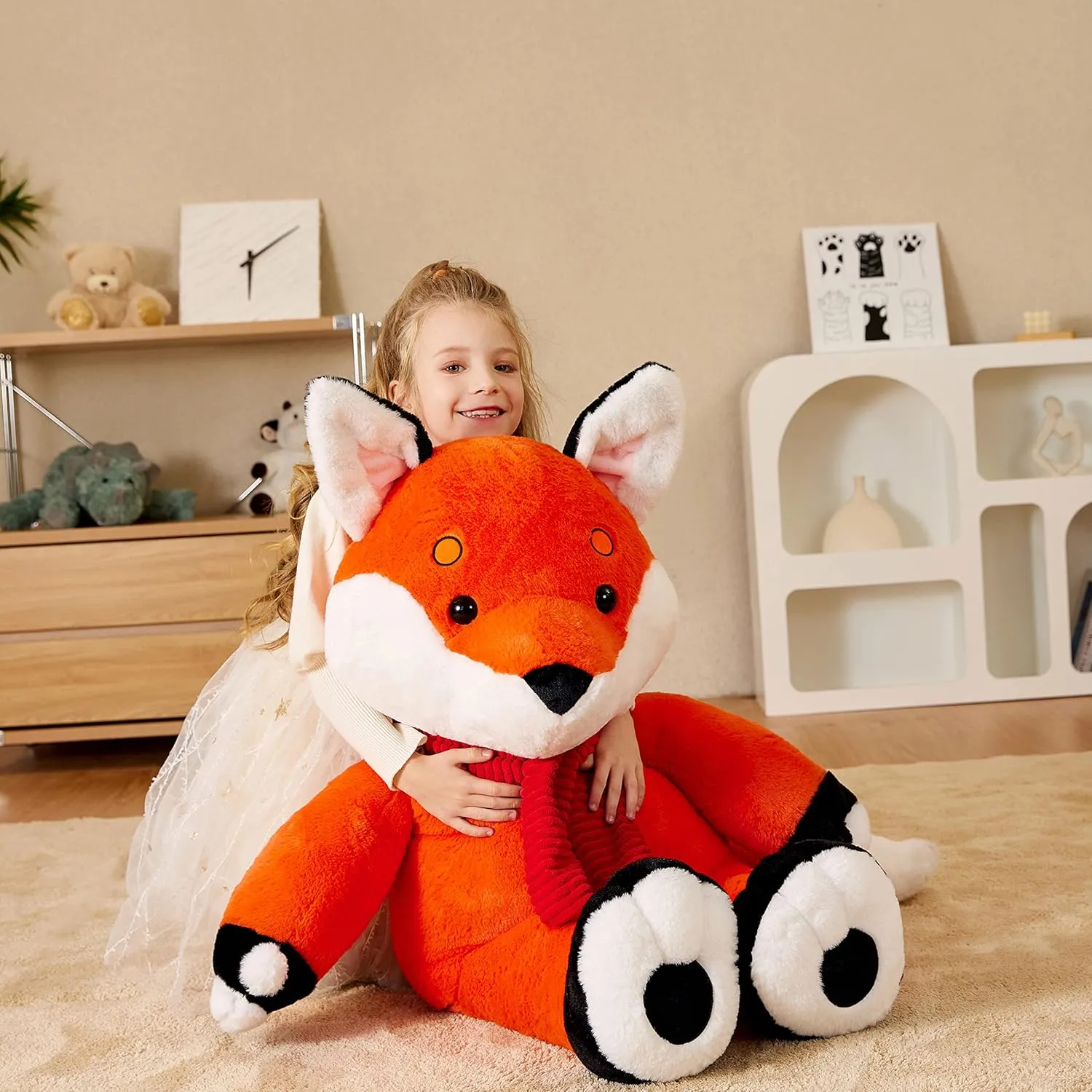 EARTHSOUND Giant Fox Stuffed Animal Plush Toy,Large Realistic Jumbo Big Size Soft Toys,Cute Huge Fluffy Plushy Oversized Fat Plushie,Gifts for Kid