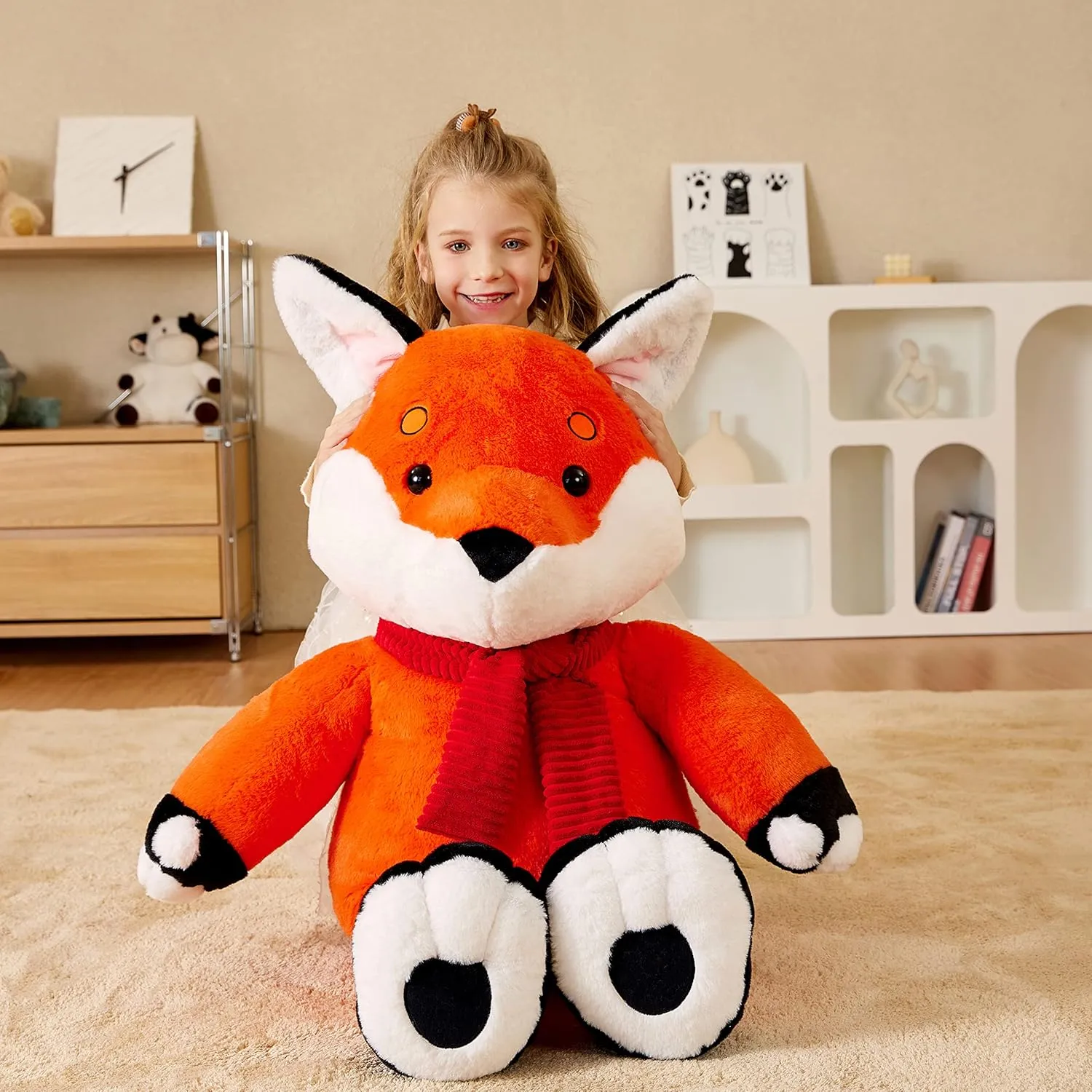 EARTHSOUND Giant Fox Stuffed Animal Plush Toy,Large Realistic Jumbo Big Size Soft Toys,Cute Huge Fluffy Plushy Oversized Fat Plushie,Gifts for Kid