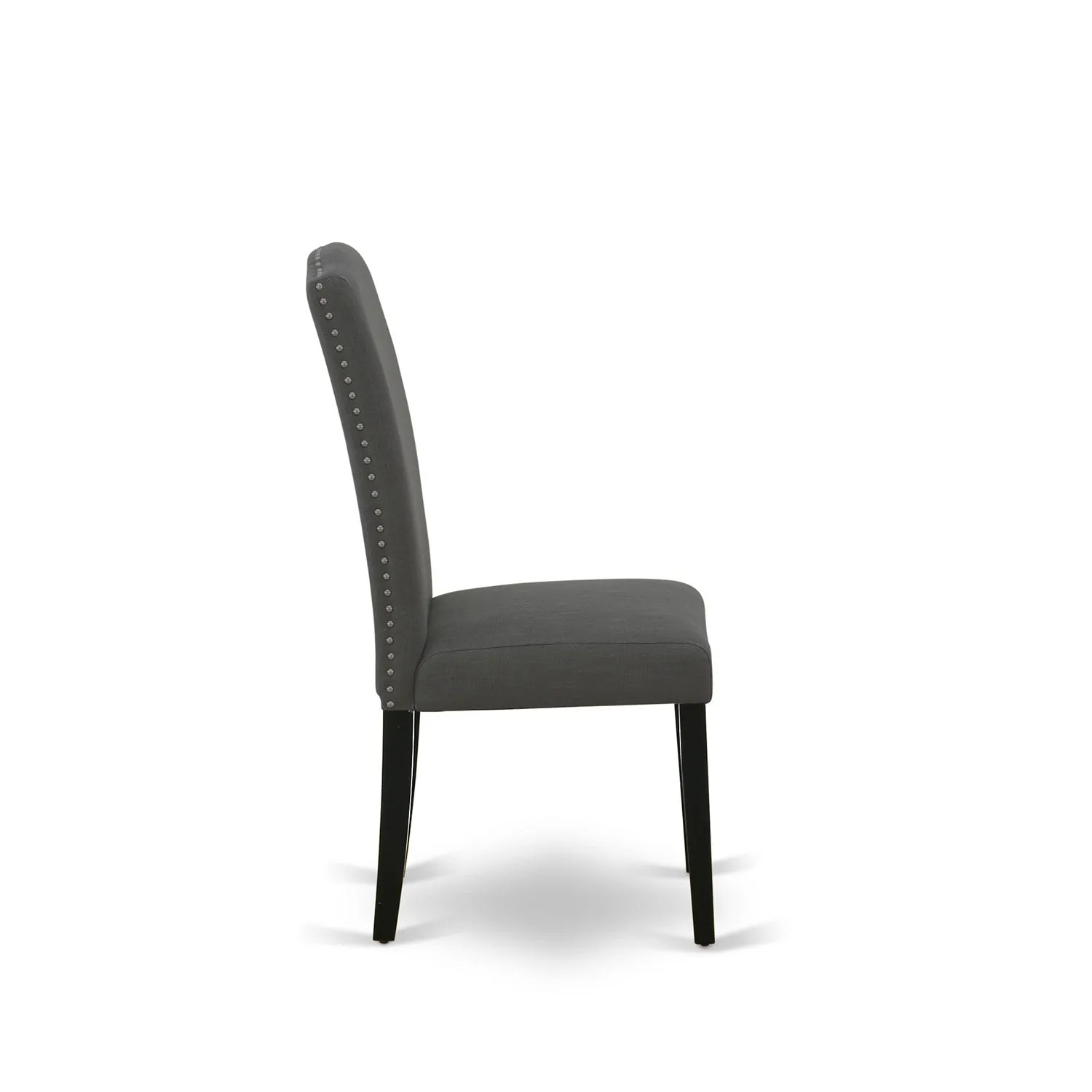 East West Furniture X697EN120-9 9 Piece Dining Room Set Includes a Rectangle Kitchen Table with X-Legs and 8 Dark Gotham Linen Fabric Parsons Dining Chairs, 40x72 Inch, Multi-Color