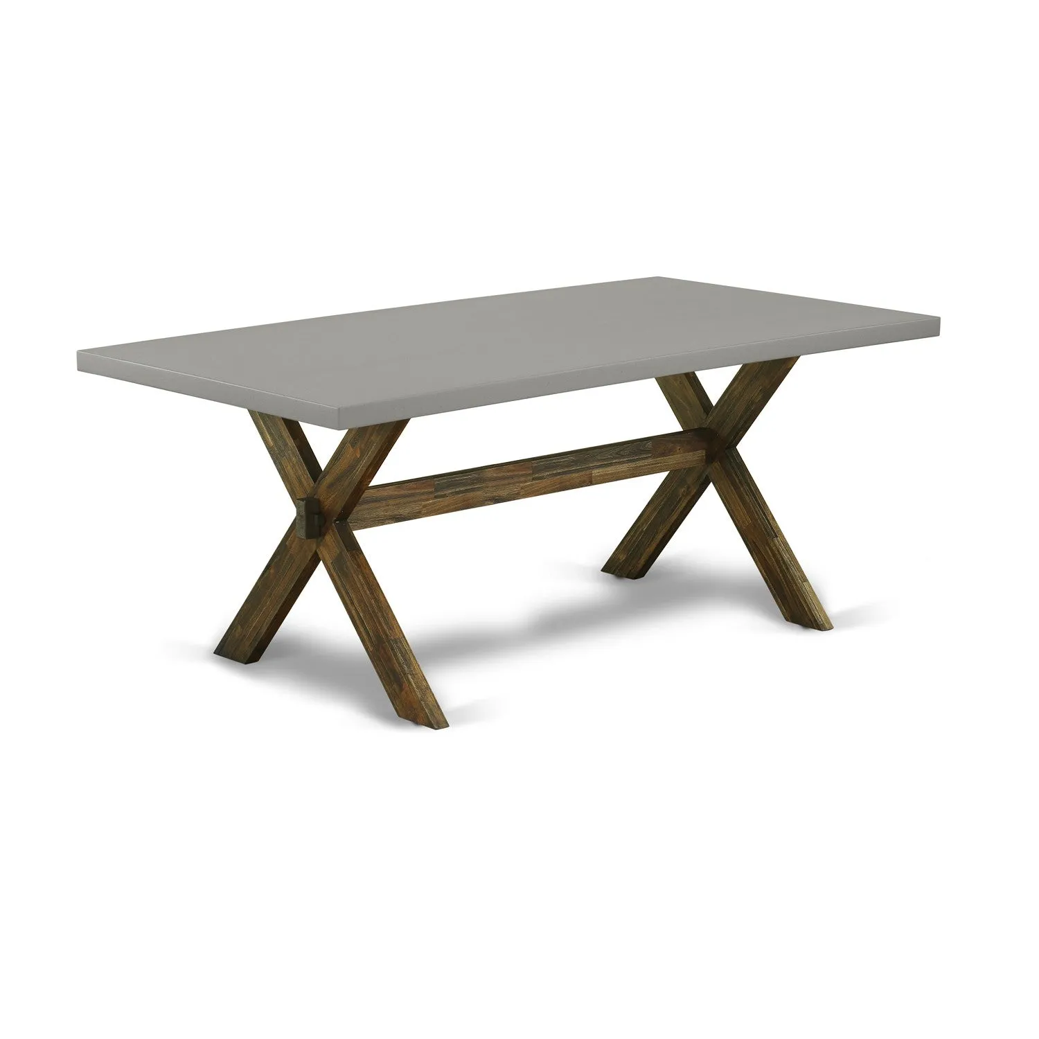 East West Furniture X797FL716-7 7 Piece Dining Table Set Consist of a Rectangle Kitchen Table with X-Legs and 6 Dark Khaki Linen Fabric Upholstered Chairs, 40x72 Inch, Multi-Color
