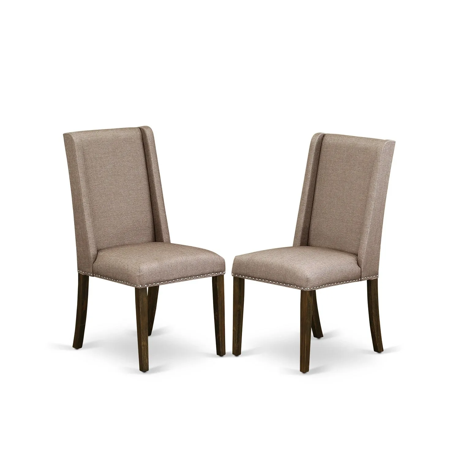 East West Furniture X797FL716-7 7 Piece Dining Table Set Consist of a Rectangle Kitchen Table with X-Legs and 6 Dark Khaki Linen Fabric Upholstered Chairs, 40x72 Inch, Multi-Color