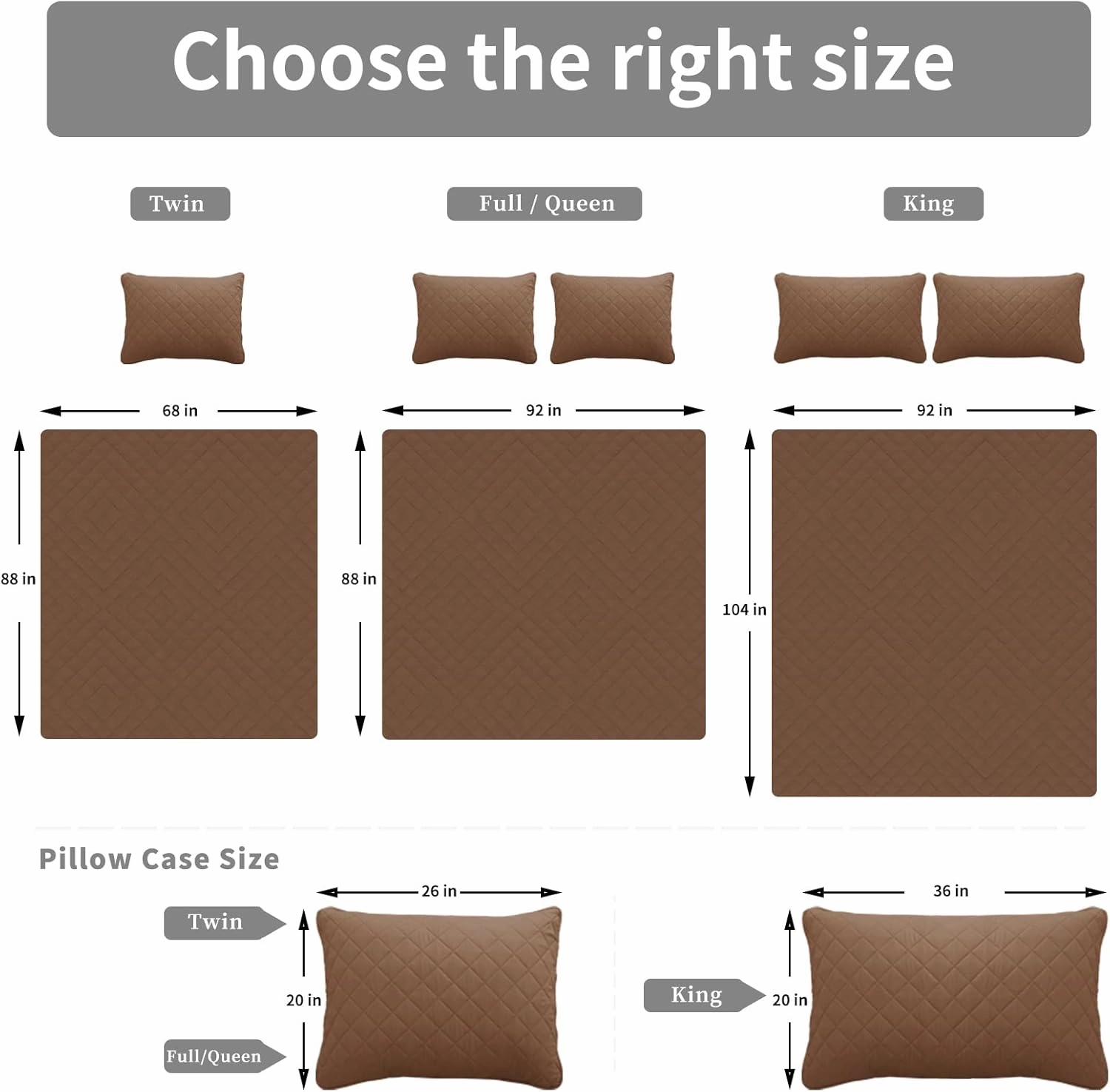 Easy-Going Full/Queen Size Reversible Quilt Set with 1 Quilt and 2 Pillow Shams, Soft Bed Quilt Cover, Water Resistant Lightweight Microfiber Bedspread, Stain Resistant, Brown/Beige