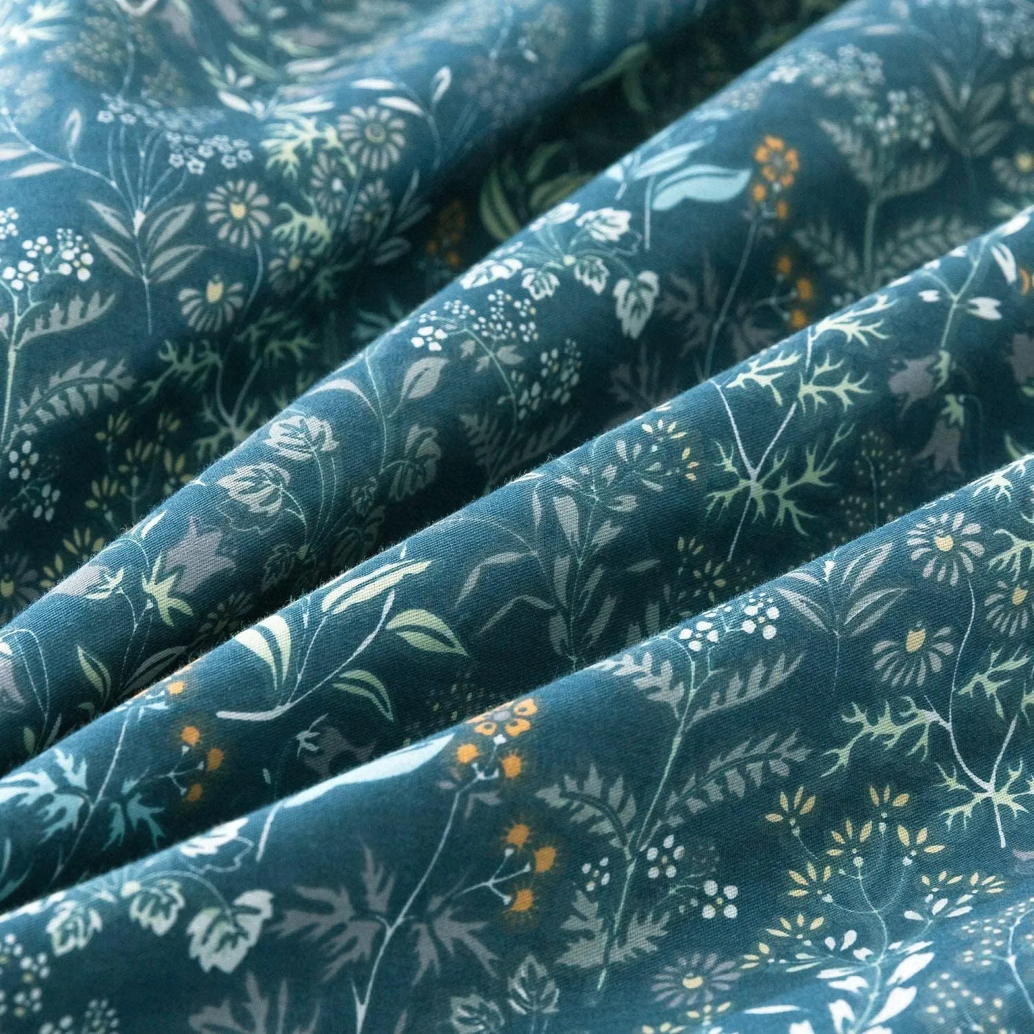 EAVD Reversible Botanical Floral Duvet Cover Queen Soft Cotton Flower Pattern Blue Duvet Cover with 2 Pillowcases Chic Shabby Garden Floral Comforter Set for Girls Women
