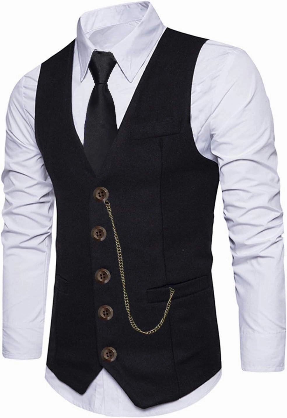 EFORLED 1920s Mens Costume Fedora Hat,Gatsby Gangster Vest,Vintage Pocket Watch,Pre Tied Bow Tie,Tie