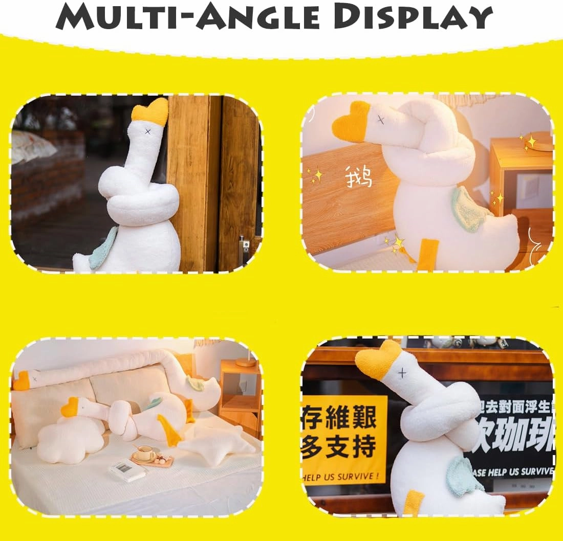 ELAINREN Giant Swan Stuffed Animal Toy with Long Neck, 55Inch White Goose Plush Soft Hugging Body Pillow Home Decor Cushion Easter Cute Duck Goose Plushie Dolls Gifts for Kids Xmas