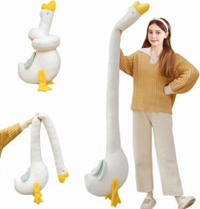 ELAINREN Giant Swan Stuffed Animal Toy with Long Neck, 55Inch White Goose Plush Soft Hugging Body Pillow Home Decor Cushion Easter Cute Duck Goose Plushie Dolls Gifts for Kids Xmas