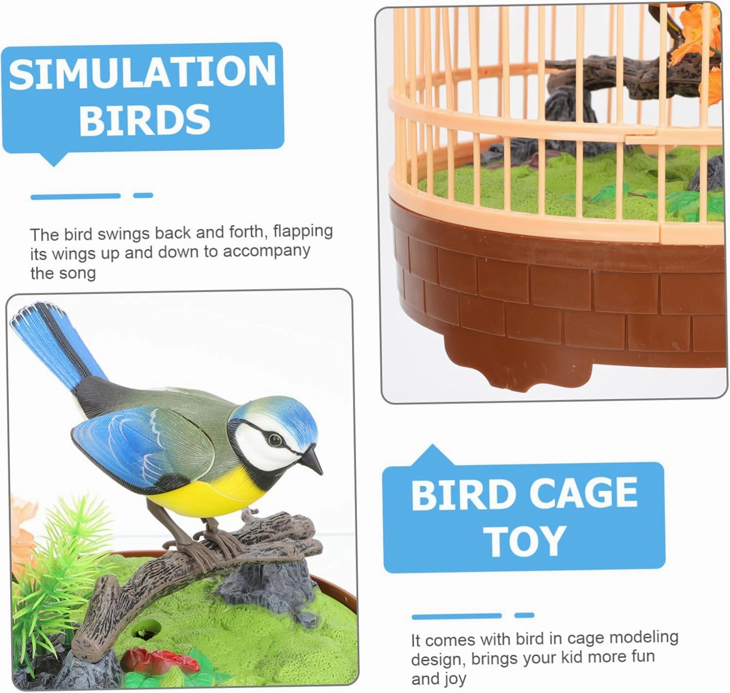 Electric Voice-Activated Bird Cage Toy Interactive Birdcage Decoration for Boys and Girls for Home Garden and Kindergarten Toy for Engagement and Play