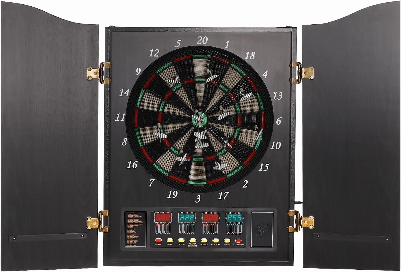 Electronic Dart Machine,Wall-Mounted Decorative Dartboard Cabinet Set with 4 LED Displays,Soft Dart Head Dartboard Cabinet with 12 Darts & 88 Dart Heads,Electronic Scoreboard for Offices,Gardens,Pubs