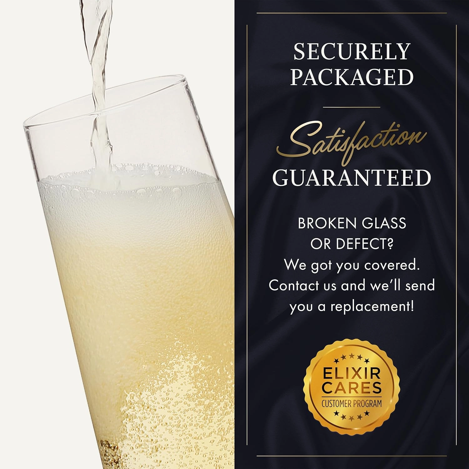 ELIXIR GLASSWARE Champagne Flutes - 6 oz - Set of 6 Classic Champagne Glasses - Elegant Crystal Wine Glasses Drinking Set - Wedding Champagne Flute Glasses - Prosecco Wine Flute, Cocktail Glasses
