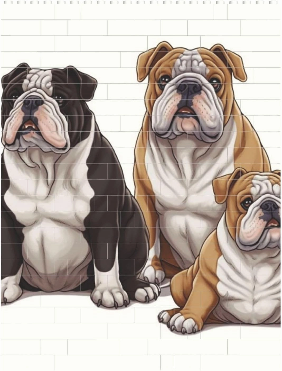 English Bulldogs Building Block Puzzle Personalized Building Bricks for Adults Square Shaped DIY Brick Block Puzzles Valentine's Day Gifts for Home Decor Brick Puzzle