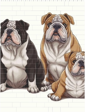 English Bulldogs Building Block Puzzle Personalized Building Bricks for Adults Square Shaped DIY Brick Block Puzzles Valentine's Day Gifts for Home Decor Brick Puzzle