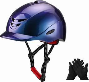 Equestrian Helmets Set, Helmet and Winter Gloves for Horseback Riding, Training Safety Gear, Suit for Youth, Women, Adult