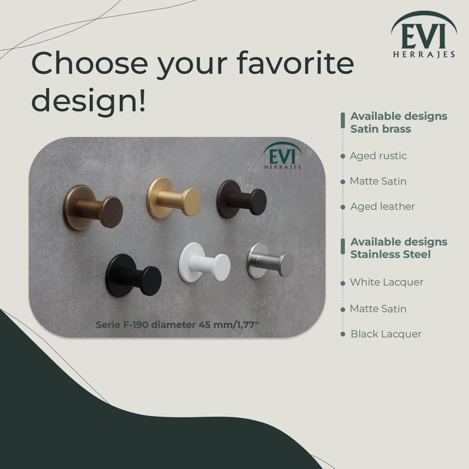 Evi Hardware Bathroom Hanger | Stainless Steel Wall Hanger | Black Lacquer | for Hanging Clothes, Coats or Towels | Adhesive and/or Screw Towel Rack | 190DUALNG