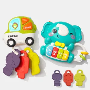 Evoceler Baby Toys, Keyboard Musical Toys with Teethers & 4 Music Modes, 2 Pcs Light Up Interactive Educational Baby Piano Toys for Toddlers 18  Months (Elephant Design)