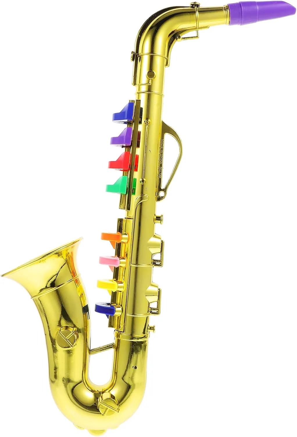 EXCEART Kids Saxophone Toy Musical Wind Instruments Plastic 8 Rhythms Metallic Golden Saxophone for Kids Early Educational Toy Performance Prop