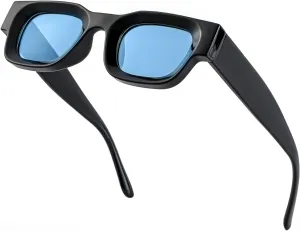 EYLRIM Thick Square Frame Sunglasses for Women Men Chunky Rectangle Polarized Sunglasses UV400 Protection