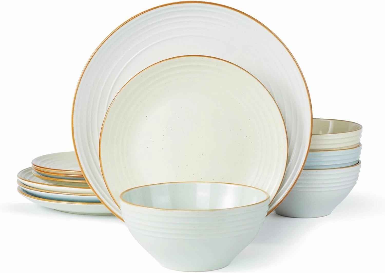 Famiware Jupiter Dinnerware Set, Plates and Bowls Dish Sets for 4 (12 Pieces), Microwave and Dishwasher Safe Stoneware Tableware, Chip and Scratch Resistant, Multi-color