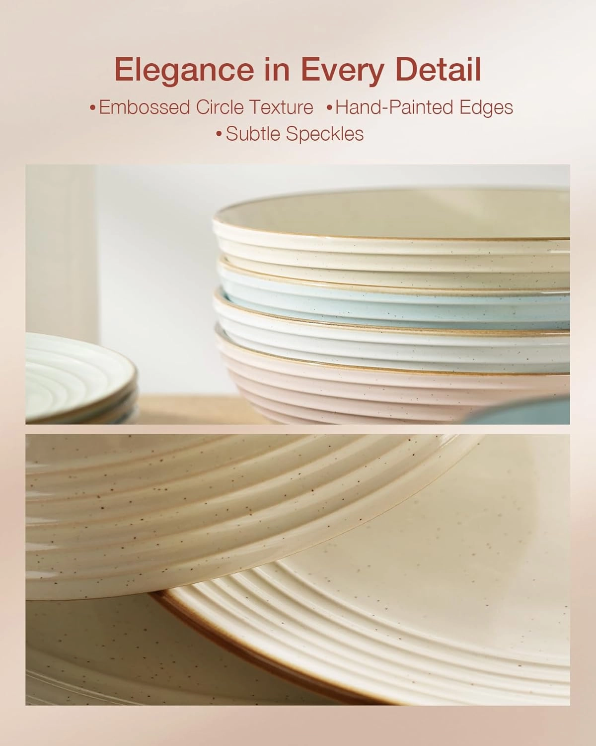 Famiware Jupiter Dinnerware Set, Plates and Bowls Dish Sets for 4 (12 Pieces), Microwave and Dishwasher Safe Stoneware Tableware, Chip and Scratch Resistant, Multi-color